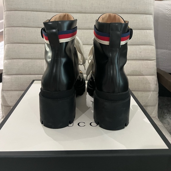 Authentic Gucci Sylvie Web Leather Bootie, Sz 39.5 - Picture 4 of 10